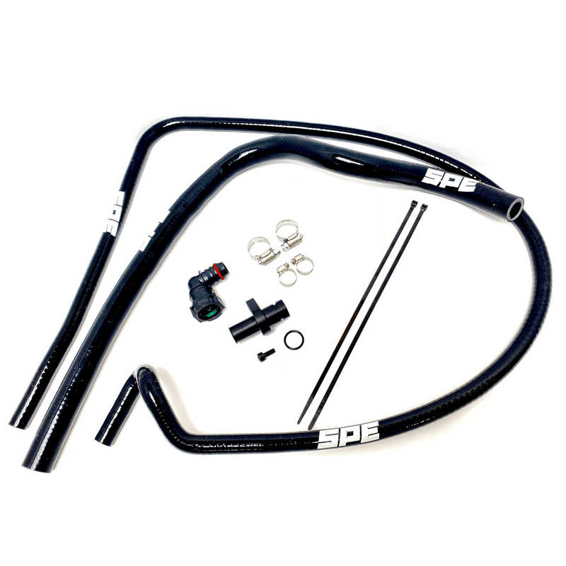 SPE Motorsport 6.7 Powerstroke Coolant Hose Reroute Kit - all laid out