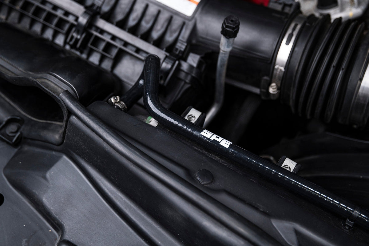 SPE 6.7L Powerstroke degas hose kit - installed view