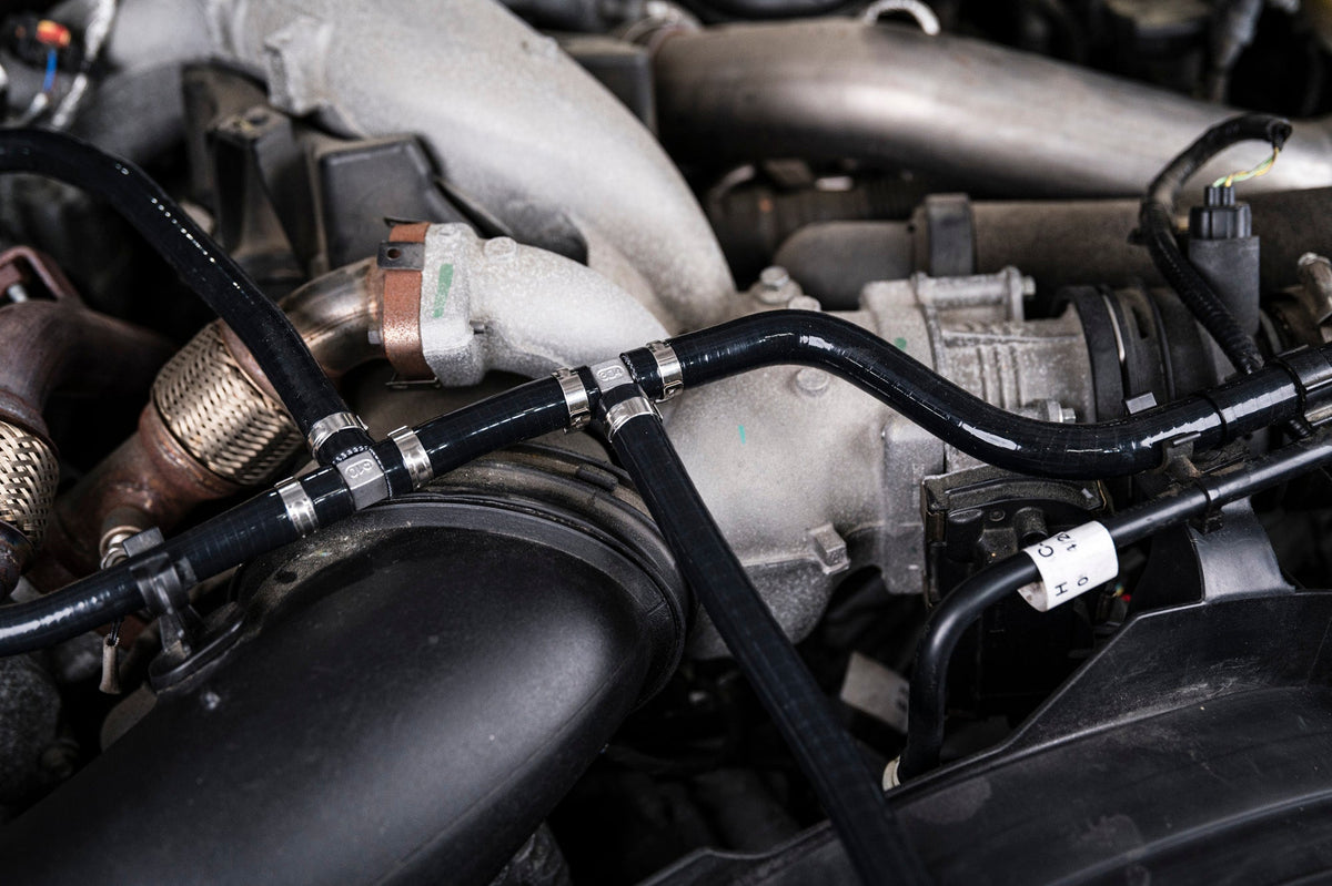 SPE 6.7L Powerstroke degas hose kit - installed view