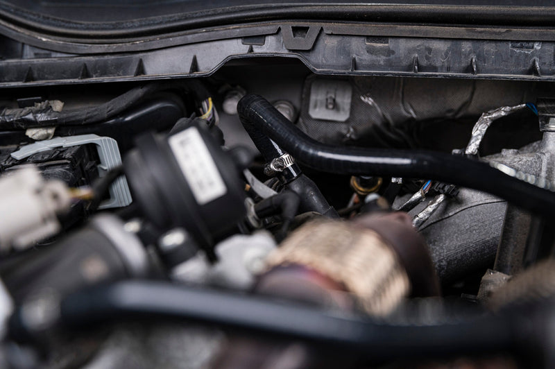 SPE 6.7L Powerstroke degas hose kit - installed view