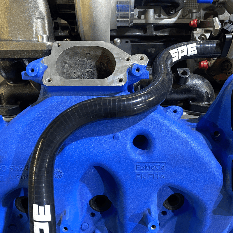 SPE 6.7 Powerstroke Coolant Hose Reroute Kit heater inlet close up