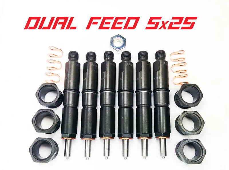 Dodge 94-98 12v Dual Feed 5x25 Injector Set Dynomite Diesel