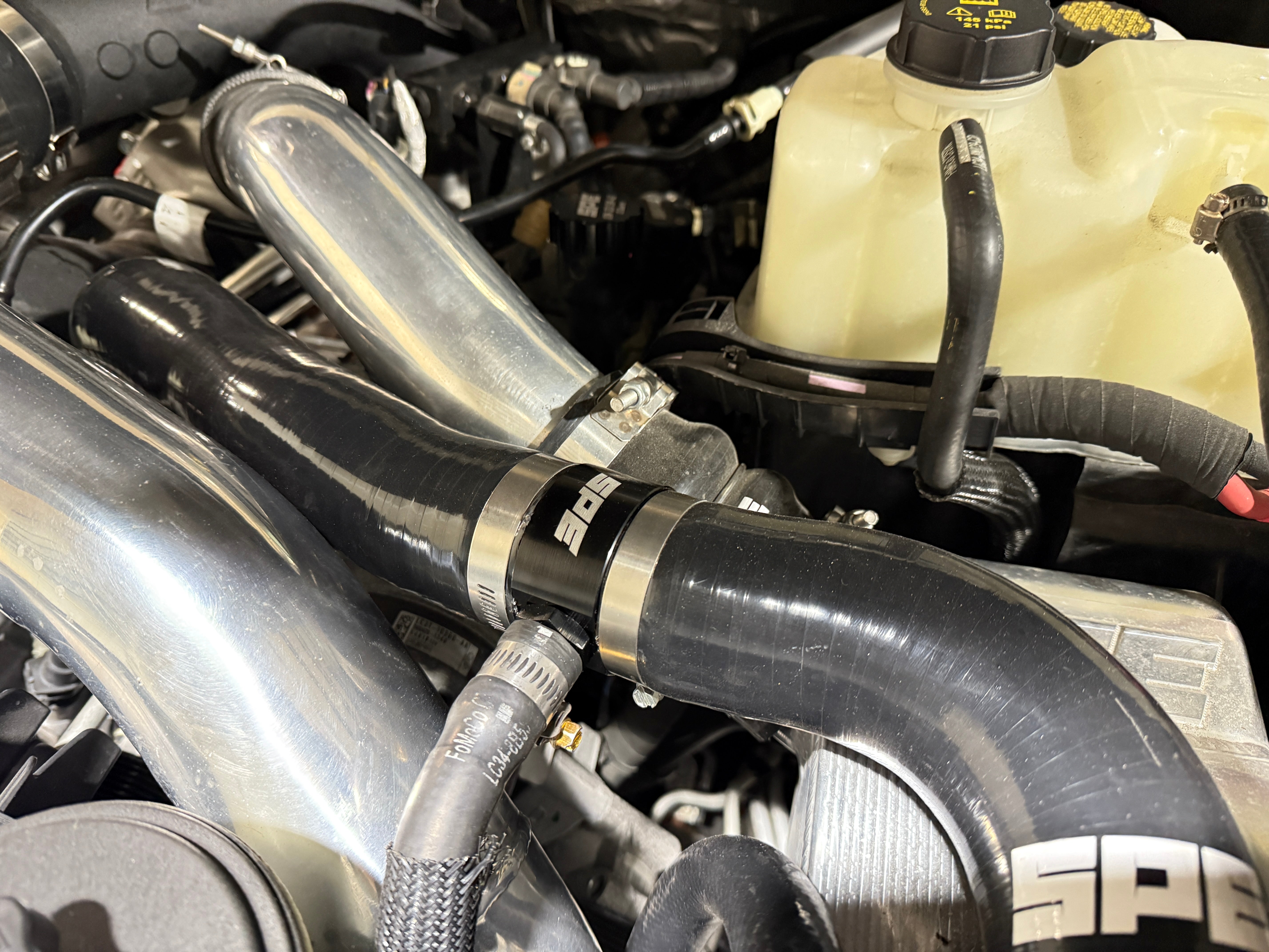 SPE Motorsport 6.7 Powerstroke Upper Radiator Hose Billet T-2